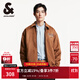 杰克·瓊斯（JACK&JONES）男裝衣服春秋新款仿麂皮絨棉衣翻領(lǐng)厚款夾克保暖外套短款棉服男 E10 深棕色 M 175