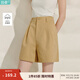 茵曼（INMAN）章若楠同款|茵曼通勤純棉短褲女2025年夏季新款五分直筒白色褲子 卡其色 27