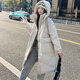登山拓路者白鴨絨羽絨服女中長(cháng)款2025新款連帽韓版寬松顯瘦休閑時(shí)尚外套冬 米白色 S 適合80-120斤
