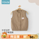 優(yōu)奇嬰兒馬甲春秋款男女寶寶背心開衫外套兒童坎肩新款外穿可愛毛線衣 咖色 100cm