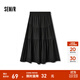 森馬（Semir）半身裙女高腰松緊腰寬松A字塔裙優(yōu)雅顯高秋花邊長(cháng)裙溫柔甜美 黑色90001 M