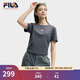 FILA 斐樂(lè )韓素希同款女子針織短袖衫2025夏季新款修身小狐貍刺繡T恤 默魅灰-DY L 170/88A/L