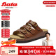 Bata勃肯拖鞋女2025夏季新款英倫風(fēng)牛皮外穿涼拖鞋女66318BT5 棕色 36