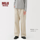 無(wú)印良品（MUJI）女式水洗人字紋工裝直筒褲褲子女款長(cháng)褲休閑褲純棉女裝25年秋季 象牙色 M （160/66A）