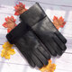 京芽冬季羊皮毛一體手套加絨加厚保暖防寒騎車(chē)羊皮羊毛翻毛皮真皮手套 (女士)黑色光面整背 均碼