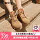 斯凱奇（Skechers）女鞋大黃靴馬丁靴厚底增高戶(hù)外中幫綁帶休閑鞋113399 栗色/CSNT 37
