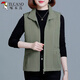 啄木鳥(niǎo)休閑馬甲女外穿薄款春秋新款時(shí)尚坎肩背心中年媽媽上衣 綠色 2XL