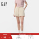 GAP女裝2025夏季新款印花logo抽繩松緊腰針織短褲休閑寬松766095 米色 M (165/66A) 亞洲尺碼