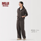 無印良品（MUJI）女式 毛圈寬版褲 褲子女款休閑褲長褲闊腿褲女裝25年秋季BB2TTA5A 炭灰色 L （165/70A）