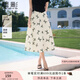 香影蝴蝶結印花白色半身裙女2025夏季新款小白裙超好看純棉a字裙 鷺白 M 160/84A/95-110斤