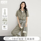 對(duì)白復(fù)古休閑工裝連體褲女2025夏季新款松弛感氣質(zhì)通勤寬松闊腿褲 卡其綠 S