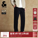 杰克·瓊斯（JACK&JONES）25年秋季休閑褲男寬松品牌男褲條絨褲子燈芯絨長(cháng)褲男士直筒褲男裝 E43 純黑色 36 185