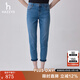 HAZZYS哈吉斯女裝 春季款女士水洗磨白修身牛仔長(cháng)褲ATDSP0BAP03 藍色BL 40 (160/72A)