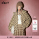 DZZIT地素時(shí)尚春夏季復古休閑愛(ài)心老花圖案提花仿羊羔絨大衣女 黃褐色 M