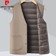 皮爾卡丹中年男士羽絨馬甲秋冬男式羊毛坎肩外穿保暖防寒羊絨雙面毛呢背心 F27款-卡其色+羽絨內襯 XL 180碼-適合體重145-160斤