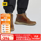 CAT卡特休閑鞋男鞋25秋新品皮面防滑耐磨休閑中幫靴P110009O3MDC36 棕色 42
