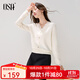 歐莎輕熟風(fēng)軟糯針織衫女2025秋季新款復古蕾絲花邊領(lǐng)毛衣上衣 白色 L