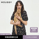 moussy 2025新品法式少女方領(lǐng)泡泡袖碎花連衣裙028ISA33-3301 025花紋黑色 S