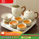 原和汝窯功夫茶具套裝家用簡(jiǎn)約陶瓷辦公室會(huì )客茶壺泡茶杯整套帶茶盤(pán)