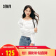 森馬（Semir）長(cháng)袖襯衫女短款白色繡花浪漫秋2025荷葉邊一字肩襯衣107625105003
