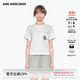 ANN ANDELMAN官方直營(yíng) 純色修身套頭短款小狗繡花短T恤圓領(lǐng)上衣女 白色 M