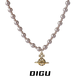 嘀咕家銅合金仿珍珠項鏈復古土星吊墜珍珠項鏈氣質(zhì)鎖骨鏈頸鏈抖音同款 金色 45.3cm+6.7cm延長(cháng)鏈