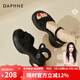 達芙妮（DAPHNE）涼鞋女外穿2024夏季新款仙女風(fēng)露趾百搭厚底女鞋一字帶軟底沙灘鞋 黑色 跟高5.5cm 37 (235mm) 標準碼