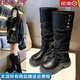 百麗踏復古美拉德長(cháng)筒靴女秋冬季廢土風(fēng)小個(gè)子厚底高筒騎士靴西部牛仔靴 黑色 單層 【升級款專(zhuān)柜版】 40 (250mm)