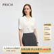 PRICH職場(chǎng)商務(wù)時(shí)尚知性飄帶V領(lǐng)短袖襯衫25夏季新款垂順氣質(zhì)正肩襯衣女 39象牙白色 L 170