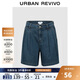 UR2025夏季新款女裝休閑復古水洗壓褶牛仔短褲UYU850039