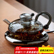 全度煮茶壺花茶壺套裝英式泡茶壺茶具加厚耐熱玻璃北歐風(fēng)格輕奢養生壺 煙灰色財鼠壺+小圓形底座
