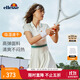 ellesse小貝殼運動(dòng)生活系列速干拼色運動(dòng)網(wǎng)球裙女polo翻領(lǐng)運動(dòng)長(cháng)裙 白色 S