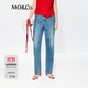 MO&Co.【C+系列】牛仔褲夏天絲棉質(zhì)高腰小直筒MBE2JEN018 牛仔藍色 S /S