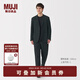 無(wú)印良品（MUJI）男式 易干彈力泡泡紗無(wú)褶褲 男士長(cháng)褲子休閑褲西褲春夏男裝25年 黑色 L (175/88A)