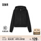 森馬（Semir）外套女短款插肩袖小個(gè)子潮2024冬季加絨緊身連帽夾克109724108015