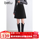 百圖betu女裝秋冬新款半身裙撞色線(xiàn)設計百搭短裙裙子女2410T73 黑色 L