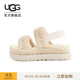 UGG春季女士時(shí)尚休閑舒適厚底彈力束帶露趾茸茸涼鞋 1120876 NAT | 自然白色 39