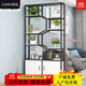 冠私（Guansi）辦公室隔斷鐵藝屏風(fēng)遮擋客廳現代簡(jiǎn)約收納置物架多層柜門(mén)廳玄關(guān)柜 黑架+暖白色板 80*24*200