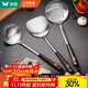 雙槍鍋鏟316不銹鋼櫸木柄湯勺家用炒菜漏勺鏟套裝 漏勺+湯勺+鏟子