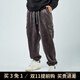 MUSCLE DOG肌肉狗 運動(dòng)休閑長(cháng)褲男冬季加絨麂皮絨寬松束腳訓練健身工裝褲 深灰色 2XL