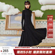 兩三事針織打底連衣裙女秋冬新款黑色顯瘦打底裙長(cháng)款裙子溫軟入冬 黑色 M