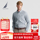 諾帝卡（NAUTICA）【商場(chǎng)同款】男裝春秋新款全棉千鳥(niǎo)格經(jīng)典舒適格紋襯衫男WO4300 深碳灰01C M