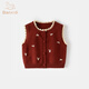 班喜迪兒童馬甲春裝2026新款女童外穿洋氣背心寶寶春秋裝針織坎肩小童裝 紅色 90