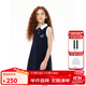 ELLE KIDS童裝 法式學(xué)院風(fēng)polo領(lǐng)背心裙女童春夏臘腸狗無袖連衣裙 藏青色 160 (S)