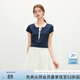 范思藍恩藏青甜美減齡假兩件T恤女夏季2025新款韓系簡(jiǎn)約短袖2223 藏青色 XL