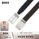 BOSS博斯【禮物】男士針扣加牌扣雙面皮革腰帶 002-黑色 EU:ONESI