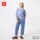 優(yōu)衣庫女裝棉質(zhì)牛仔舒適九分褲/水洗產(chǎn)品休閑時(shí)尚百搭478995 65 寶藍(lán)色 L /160/72A