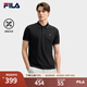 FILA 斐樂(lè )官方男子針織短袖領(lǐng)航POLO衫2025夏季新款商務(wù)休閑涼感上衣 正黑色-BK 3XL 190/108A/XXXL