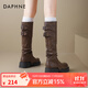 達芙妮（DAPHNE）長(cháng)筒靴女2025秋冬季新款棕色西部牛仔靴子美拉德堆堆靴復古騎士靴 棕色 37
