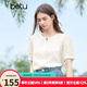 百圖betu女裝2025夏季新款襯衫國風(fēng)泡泡袖同色繡花短袖上衣女2503T48 淺杏色 L